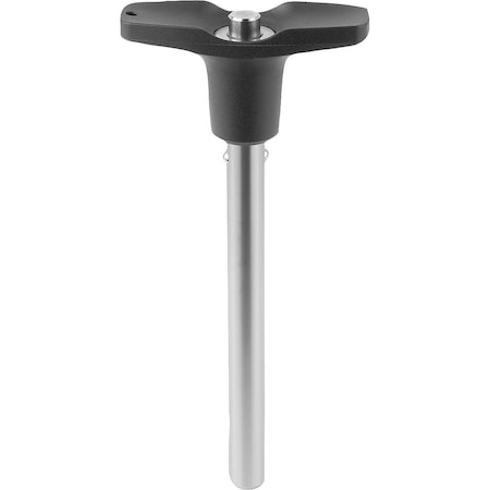 Ball Lock Pin W Head-End Lock W T-Grip, D1=6, L5=100, Stainless Steel 1.4305 Bright, Comp: Plastic